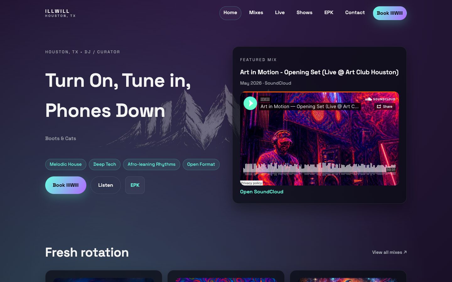 IllWIll landing page